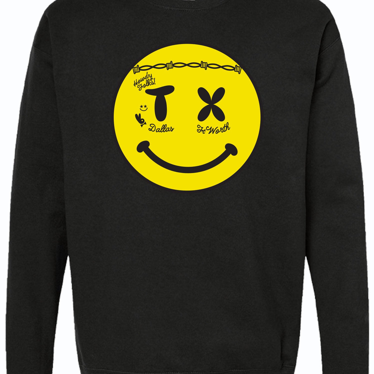 Smiley Face Crew Neck Sweater | Bullzerk