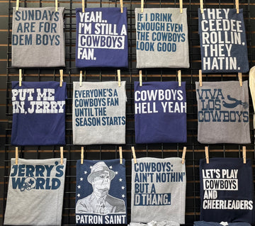Bullzerk Texas football gameday shirt collection display