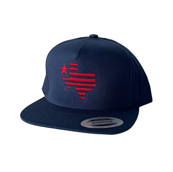 Embroidered Texas Silhouette Flatbill Hat- Navy
