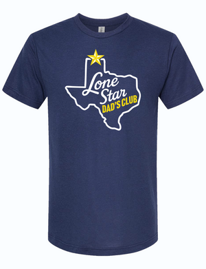Lone Star Dad's Club t-shirt included in the Father's Day Gift Box, showcasing Texas pride and perfect for father's day celebrations as a Texas themed gift, Texas Made Gifts, souvenirs from Texas, dallas souvenir, texan gifts.