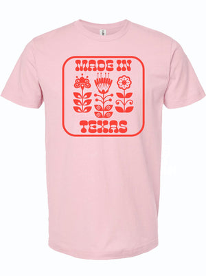 Made In Texas Flowers T-shirt featuring colorful floral graphics, perfect for Texans seeking Texas themed gifts, Texas Made Gifts, souvenirs from Texas, Dallas souvenirs, and unique Texan gifts.