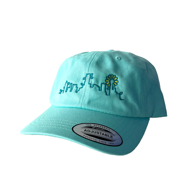 Embroidered Skyline Plant Hat - Lagoon Blue