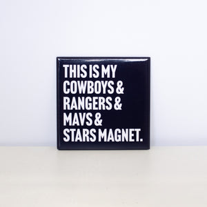 Square, navy magnet with 