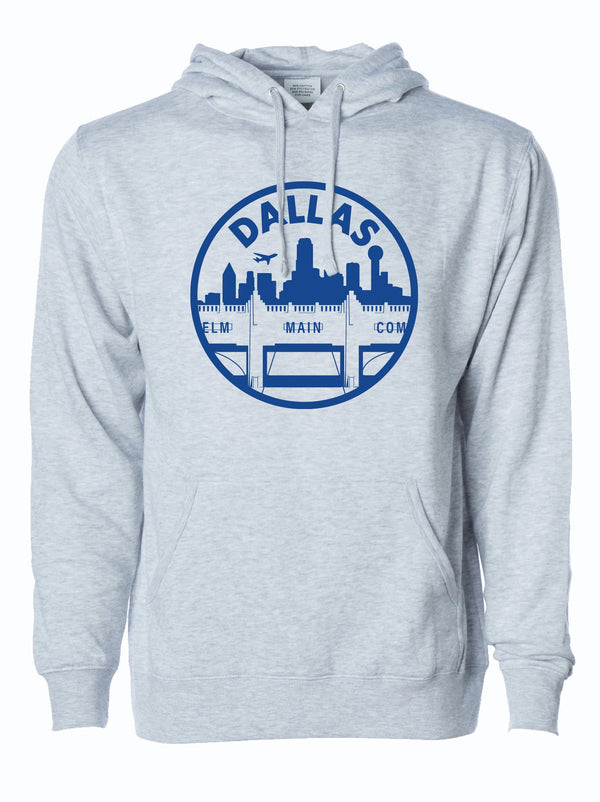 Triple Underpass Pullover Hoodie featuring a Dallas skyline design, perfect as a Texas themed gift, ideal for anyone looking for Texas Made Gifts, a unique souvenir from Texas, or a great dallas souvenir that embodies Texan gifts.