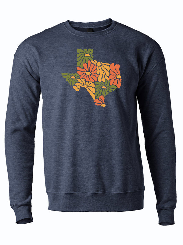Texas Silhouette Floral Crew Neck Sweater