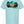Back view of a light blue tshirt with a graphic design of a lake at sunset and the text 