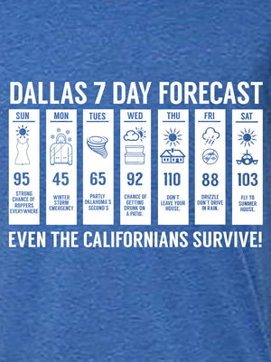 royal tshirt with design of weather forecast with funny sayings
