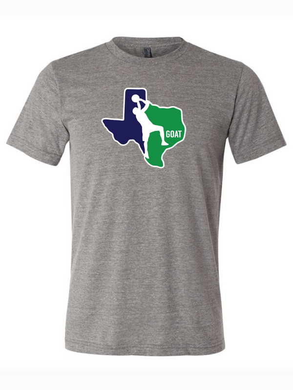 GOAT t-shirt featuring a Texas outline with a silhouette, ideal for Texas themed gifts, perfect Texas made gifts, and souvenirs from Texas. A great Dallas souvenir and a stylish choice for Texan gifts.