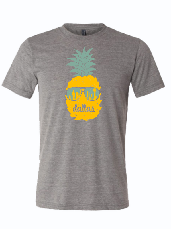 Dallas pineapple shirt with yellow green and grey