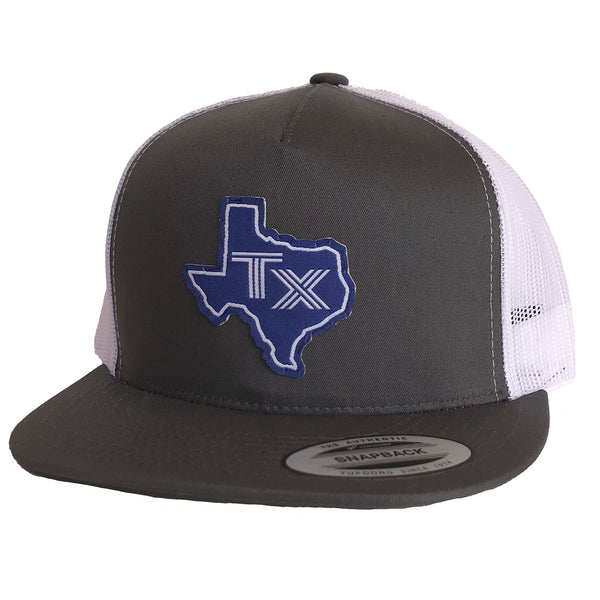 TX Silhouette Blue Patched Flat Bill Hat - Bullzerk