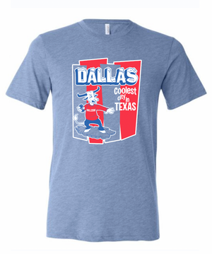 Dallas coolest city in Texas graphic t-shirt featuring a playful design, perfect for Texas themed gift, Texas Made Gifts, souvenirs from Texas, dallas souvenir, and texan gifts.