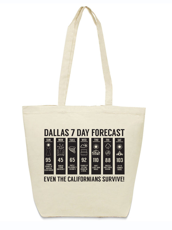 Dallas 7 day forecast canvas tote bag