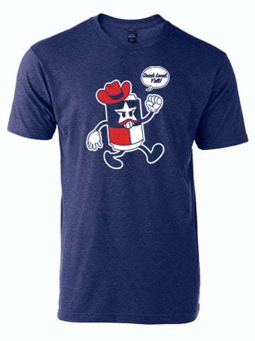 Drink Local T-shirt featuring a fun Texas-themed design, perfect as a Texas themed gift. Made from a comfy tri-blend fabric, this shirt represents Texas pride and makes an ideal souvenir from Texas. Great for anyone looking for unique Dallas souvenirs or Texan gifts.