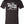Dark, charcoal gray shirt that reads 