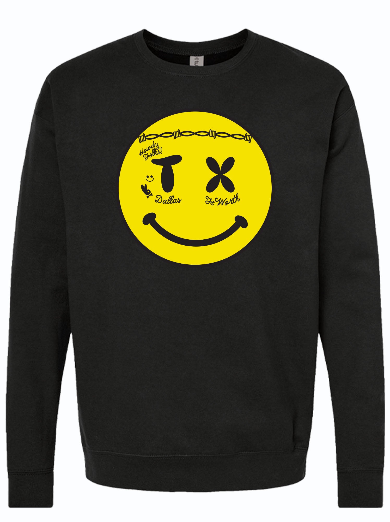 Smiley Face Crew Neck Sweater Bullzerk