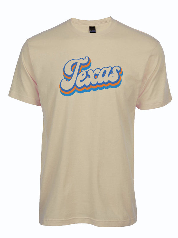 A stylish unisex fine jersey tee featuring the title 'Texas Script' in vibrant retro lettering. Perfect as a Texas themed gift, this shirt represents Texas Made Gifts and is ideal for souvenirs from Texas. A great choice for anyone looking for a Dallas souvenir or unique Texan gifts.