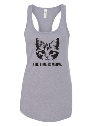 Women's The Time Is Meow Racer Tank - Bullzerk