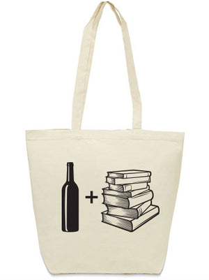 wine and books tote bag